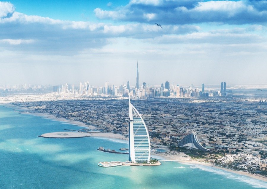 Dubai skyline and Burj Al Arab, UAE